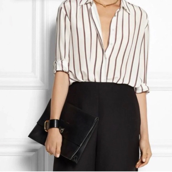 Elizabeth and James Silk Striped Shirt Blouse - Picture 1 of 11